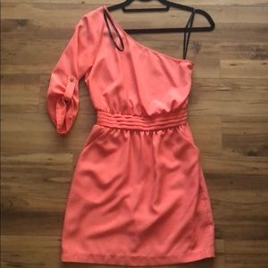 Beautiful Bebe One Shoulder Dress in Peach - XXS